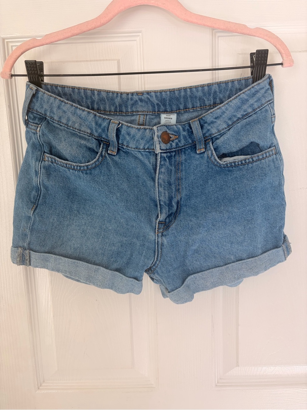H&M Light Blue Rolled-Hem Denim Shorts